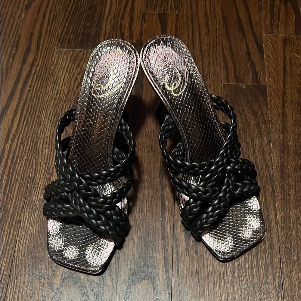 Sam Edelman Black Heels with Intricate Design